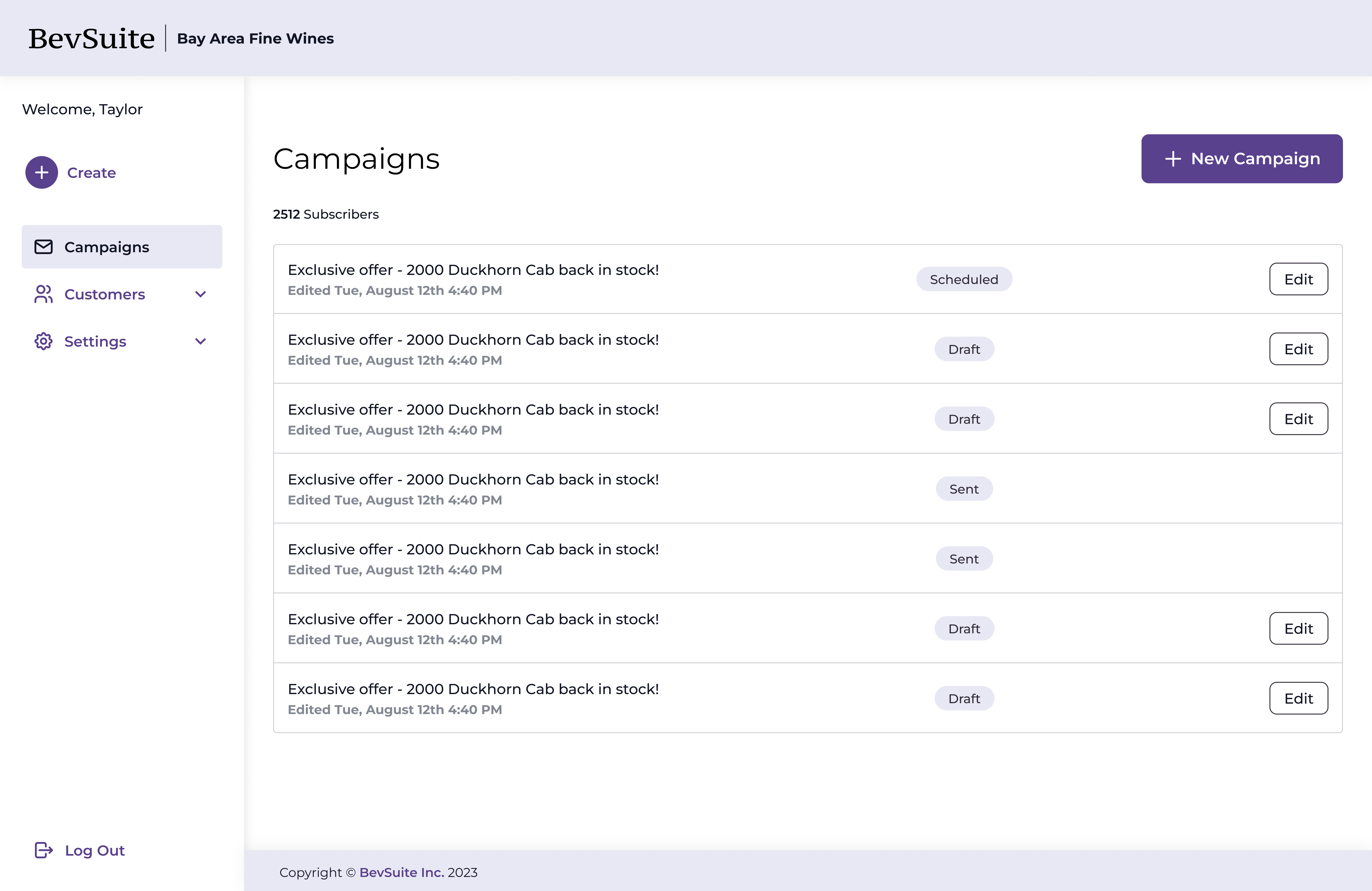 Campaigns Table