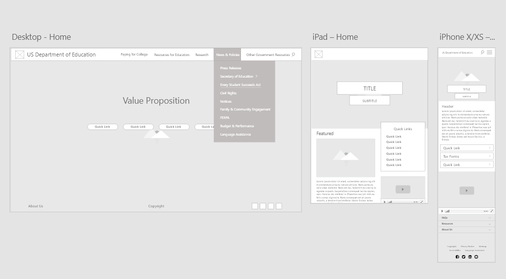 Homepage Wireframe