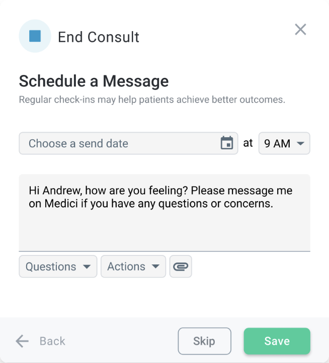 Scheduled Message modal